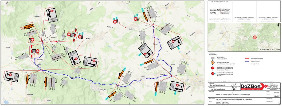 Oznámení o uzavírce a objízdné trase Městský úřad Moravská Třebová oznamuje, že od 8. do 15. dubna 2025 bude úplně uzavřena silnice č. III/37346 v obci Vysoká, a to v úseku od kaple „Nejsvětější Trojice“ až po hranici Pardubického kraje. Důvodem uzavírky jsou stavební práce na opravě silnice.   Veškeré detaily, včetně mapy a dopravního značení, najdete v přiloženém dokumentu.