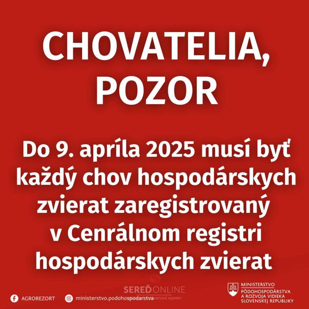 „Výzva na registráciu chovov s hospodárskymi zvieratami“, ktorá je zverejnená aj na webovej stránke ŠVPS SR Výzva na registráciu chovu v Centrálnom registri hospodárskych zvierat | Štátna veterinárna a potravinová správa.