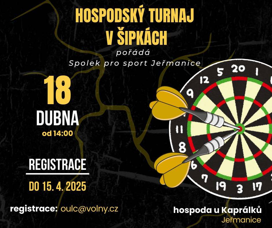 Turnaj v šipkách dne 18.4.2025