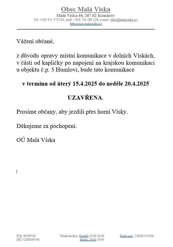 Uzavírka komunikace