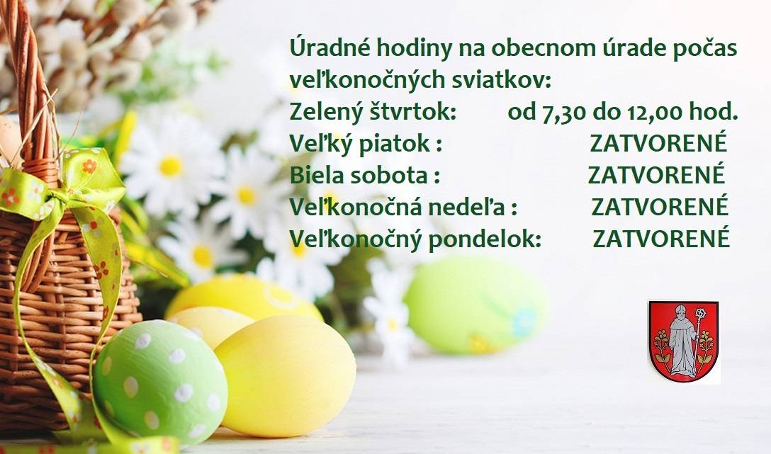 Úradné hodiny na obecnom úrade počas veľkonočných sviatkov