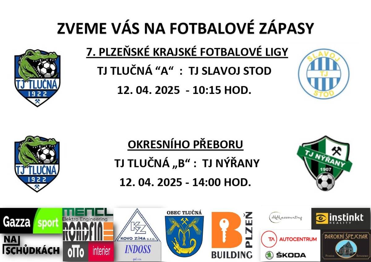 Fotbalisté tuto sobotu opět zvou na domácí trávník. :)