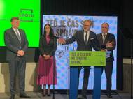 Premiér a předseda ODS Petr Fiala při zahájení kampaně Spolu do voleb v roce 2025. Na fotce jsou i předsedkyně TOP 09 Markéta Pekarová Adamová a předseda KDU-ČSL Marek Výborný.