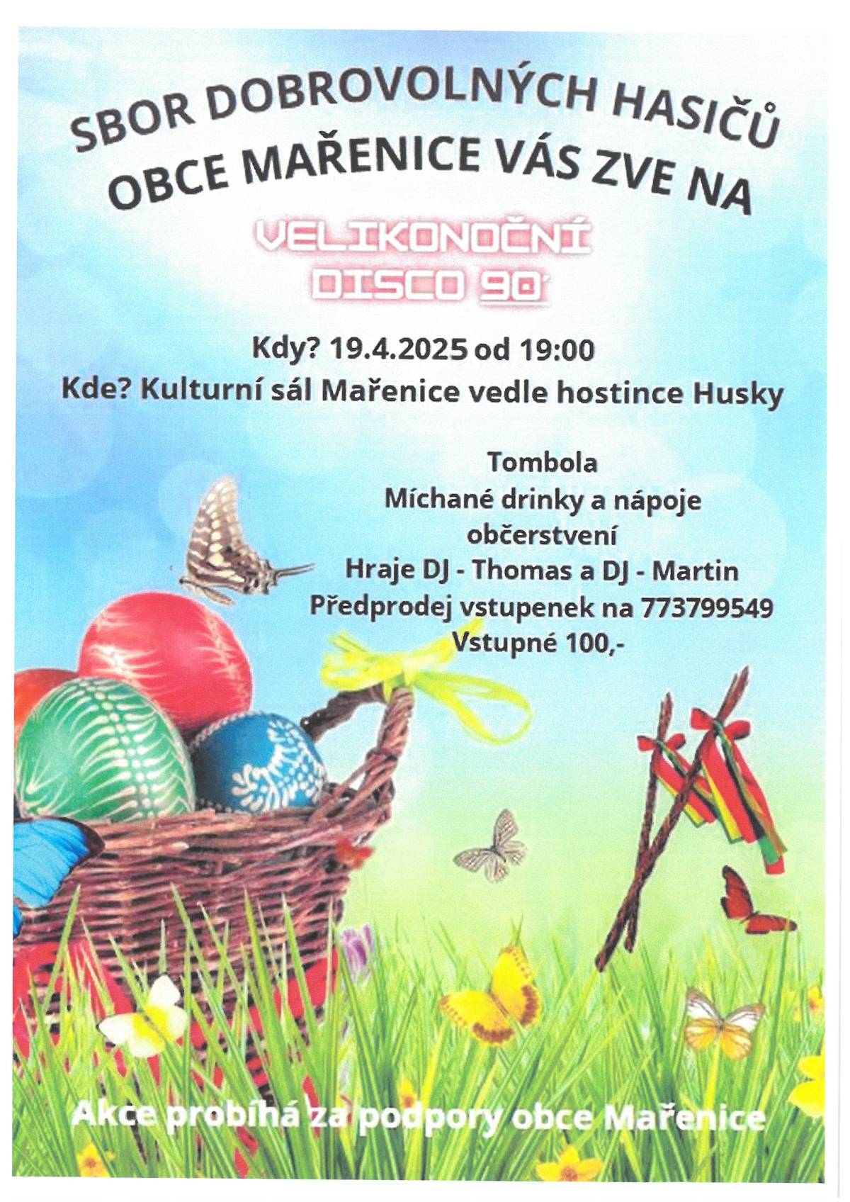 Kulturní sál Mařenice dne 19.04.2025 od 19:00h.