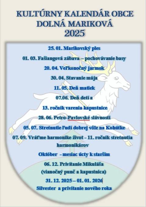 prehľad plánovaných akcií organizovaných v obci