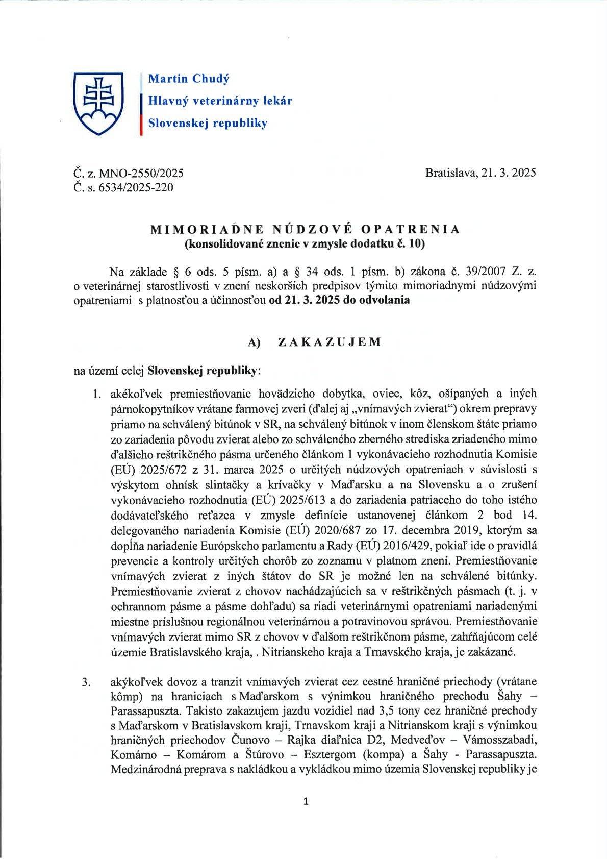 Dávame Vám do pozornosti informácie ohľadom epidémie SLAK, ktoré pripravilo Ministerstvo pôdohospodárstva a rozvoja vidieka SR