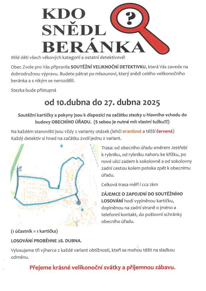 Velikonoční stezka- soutěž v obci zvole