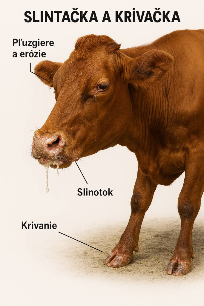 Slintačka a krívačka (SLAK) je vážne vírusové ochorenie, ktoré postihuje hospodárske zvieratá. Šíri sa rýchlo a spôsobuje vysokú horúčku, bolesti a obmedzenia v pohybe. Chovatelia musia dodržiavať povinnú evidenciu a opatrenia na zastavenie nákazy.