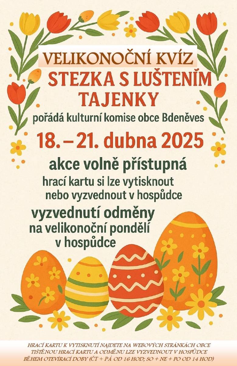 Hrací kartu lze vyzvednou v hospůdce nebo si můžete vytisknout z přiloženého souboru.