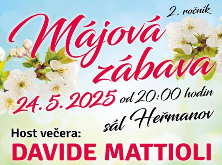 Společnost PerfectForm zve všechny na Májovou  zábavu, která se uskuteční 24. května 2025 na sále v Heřmanově od 20:00.