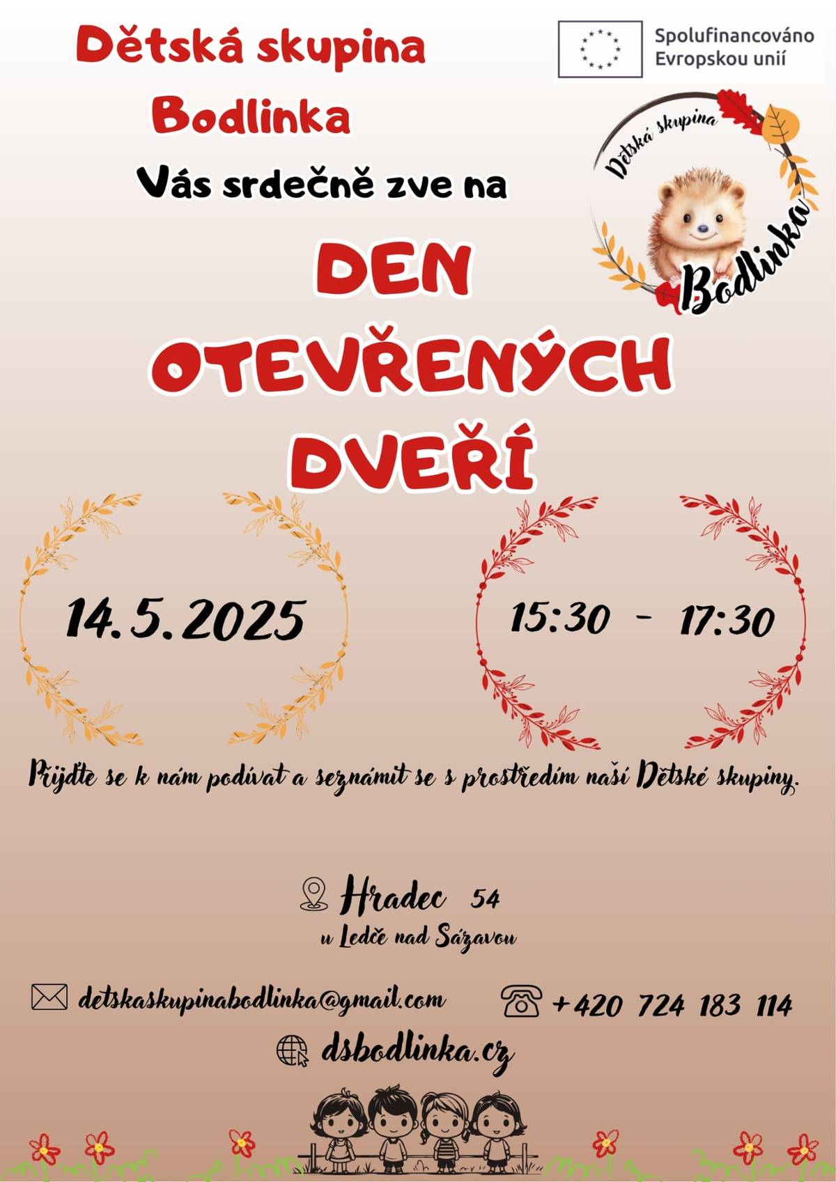 Zveme rodiče na den otevřených dveří do dětské skupinky v Hradci.