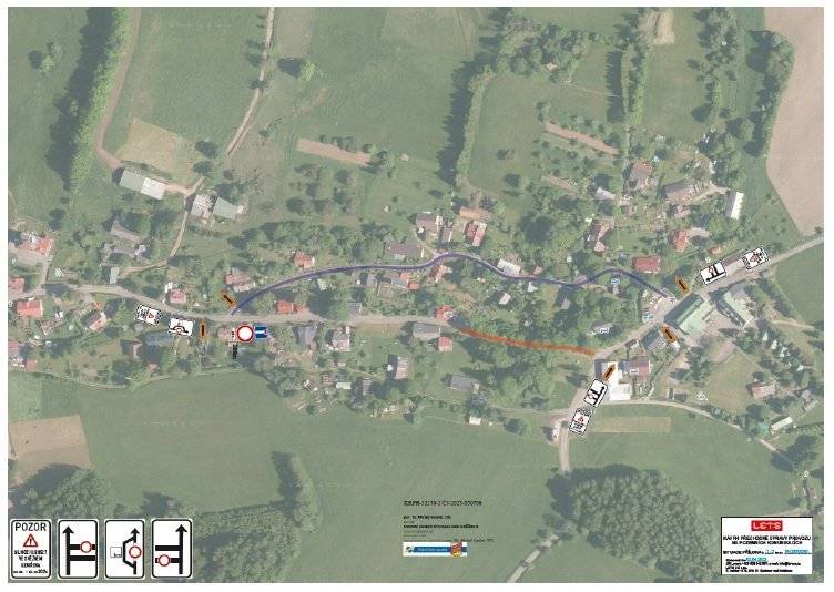 INFORMACE PRO OBČANY Dne: 24.04. – 26.04.2025 Proběhne úplná uzavírka na silnici č. III/28527 za účelem kácení jasanové aleje. Délka uzavřeného úseku: 200 m  Od křižovatky čp. 4 hospoda dolů po obci k čp. 6 ubytování U Lišáka. Objížďka pro veškerý silniční provoz po trase: po místní komunikaci Na malé straně, parc. č. 3290 a 3299 a to obousměrně, dle grafické přílohy. Integrovaný záchranný systém: průjezd nebude umožněn. Veřejná linková autobusová doprava: bude uzavírkou dotčena. Úprava veřejné linkové autobusové dopravy: Zastávka Sněžné „Horalka nebude ve výše uvedené dny linkou 662262 dopravce Transdev Čechy s.r.o. obsloužena. Cestující využijí zastávku Sněžné“ObÚ. Uzavírka silnice bude řádně označena dle stanovení přechodné úpravy provozu