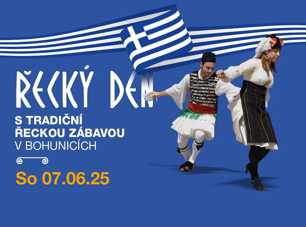 Kde: areál Sboru dobrovolných hasičů, Ukrajinská ul. Kdy: 7.6.2025, od 16 hod., hudba od 17 hod. Řecké jídlo, nápoje, a hlavně ŘECKÁ HUDBA Akce je vhodná i pro rodiny s dětmi (skákací hrady, zmrzlina) K tanci a poslechu hraje skupina Prométheus Vstupné na místě 250Kč / v předprodeji 200Kč Děti do 15 let zdarma Předprodej vstupenek: Zmrzlina Dej si, Dvořiště 52, Brno-Bohunice reckyden.bohunice@gmail.com 773 787 980  Antonín Crha starosta