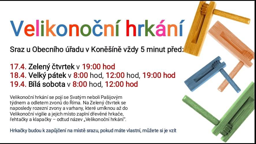 první sraz dne 17.4. na Zelený čtvrtek v 18:55h před Obecním úřadem.