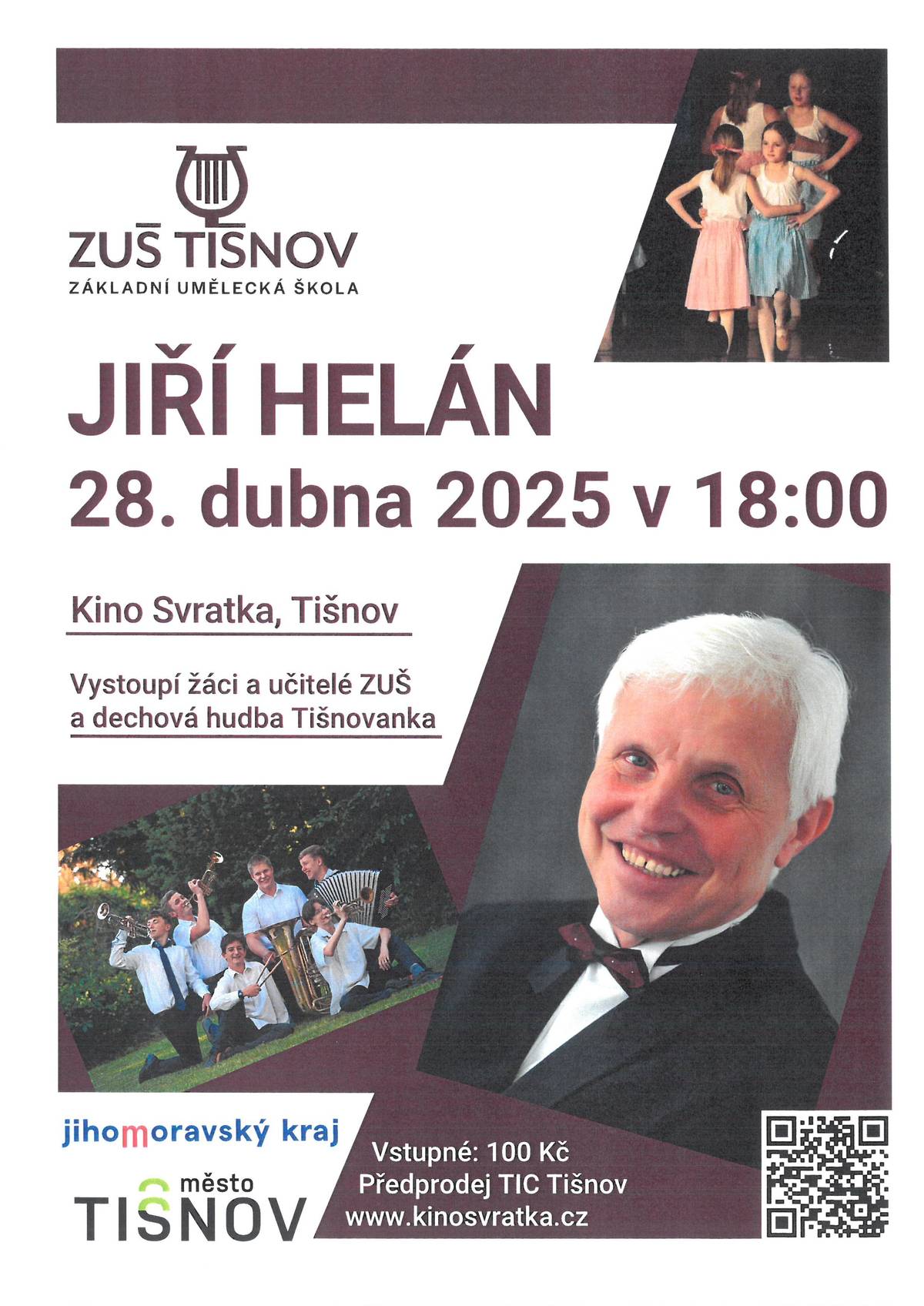 Zveme Vás 28.4.2025 v 18:00 hod. do kina Svratka na společný koncert Jiřího Helána s dechovou hudbou Tišnovanka.