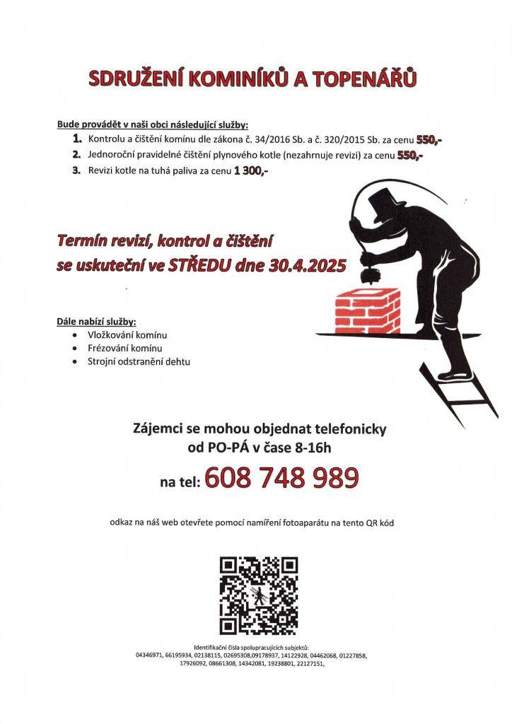 Revize, kontroly a čištění komínů