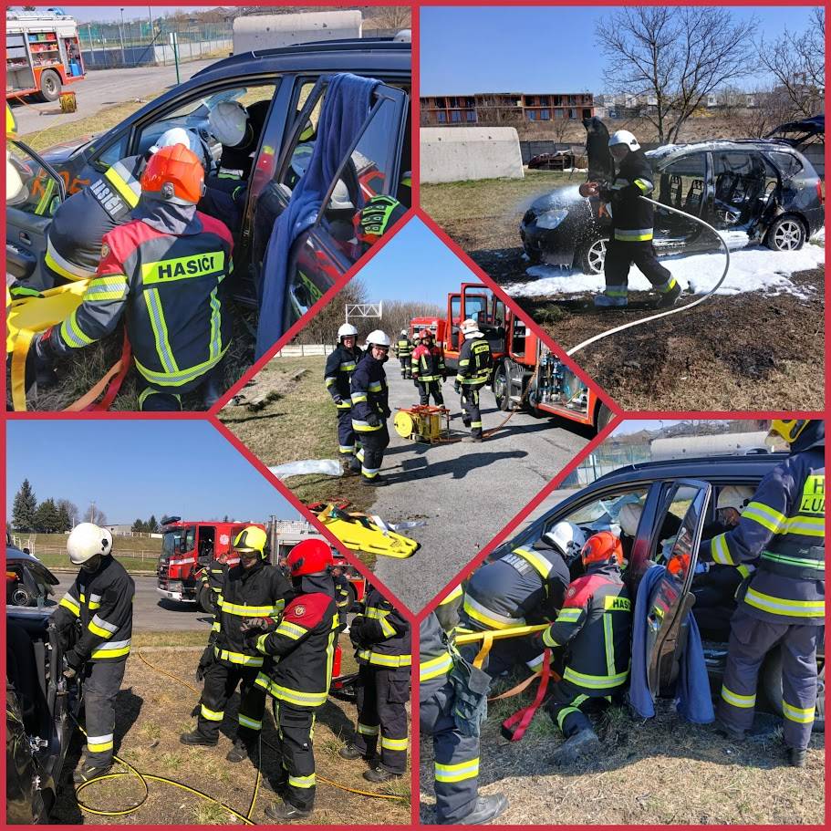 Taktické cvičenie zamerané na správne postupy pri vyslobodzovaní postihnutej osoby v havarovanom vozidle.