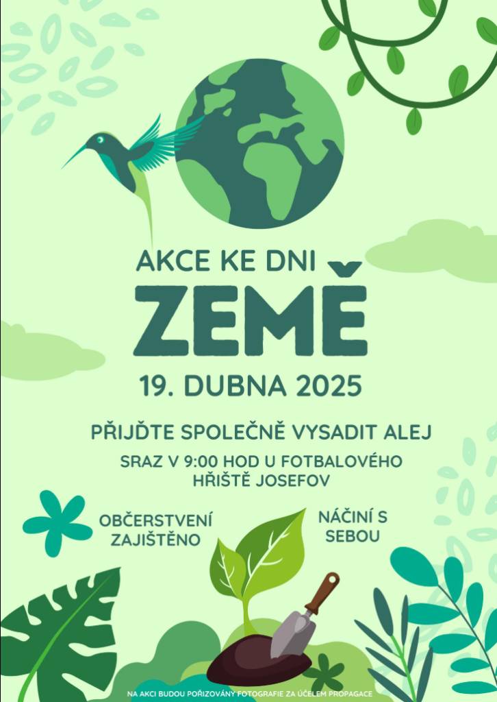 Přijďte s námi oslavit Den Země zasazením nové aleje stromů za fotbalovým hřištěm. Sraz je v sobotu v 9:00 u fotbalového hřiště. Náčiní s sebou!