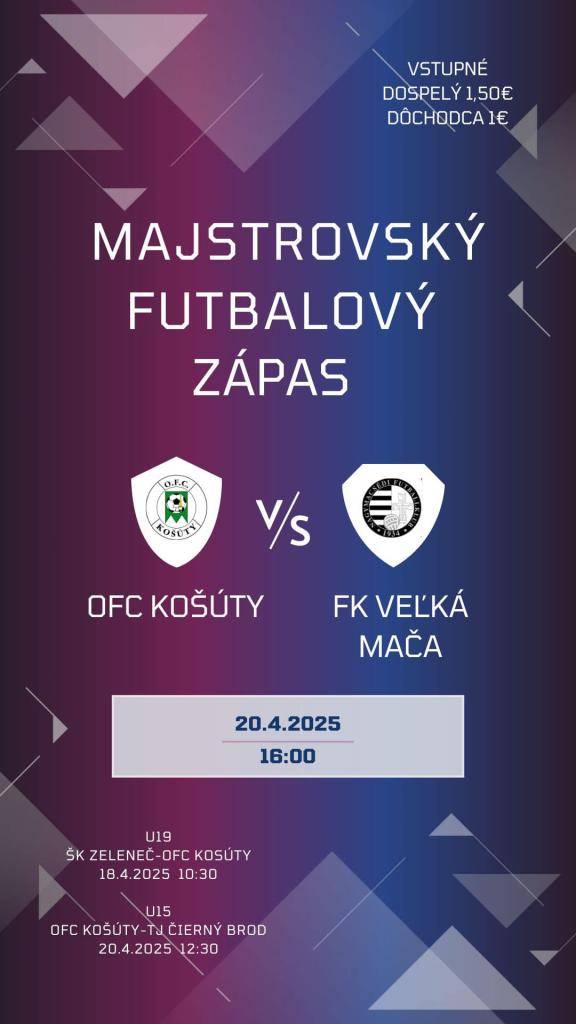 OFC Košúty - FK Veľká Mača  16:00 hod.