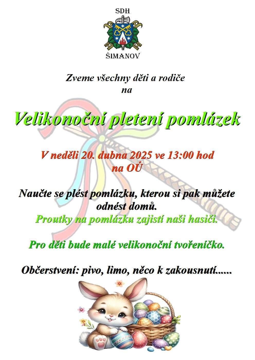 V neděli 20.dubna 2025, od 13.hodin, na Obecním úřadě.