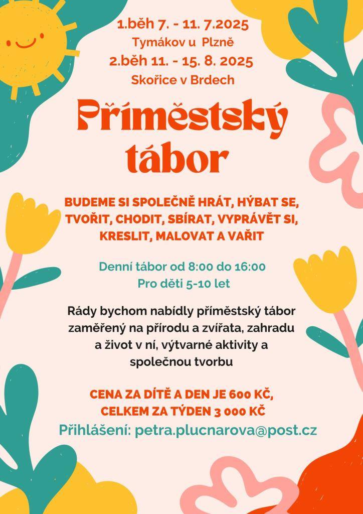 Nabídka příměstkého tábora pro děti, který bude pořádaný ve Skořicích.