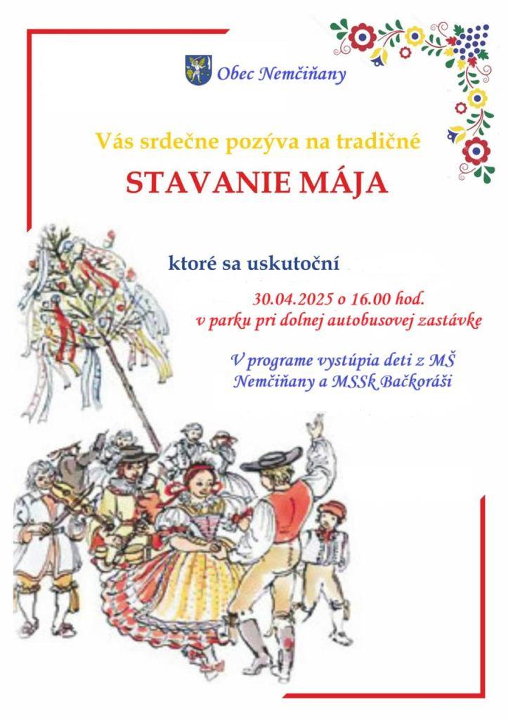 Pozvánka na stavanie mája dňa 30.04.2025