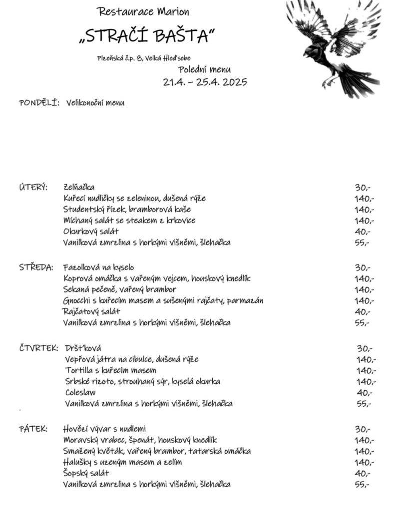 Polední menu 21.-25.4.2025