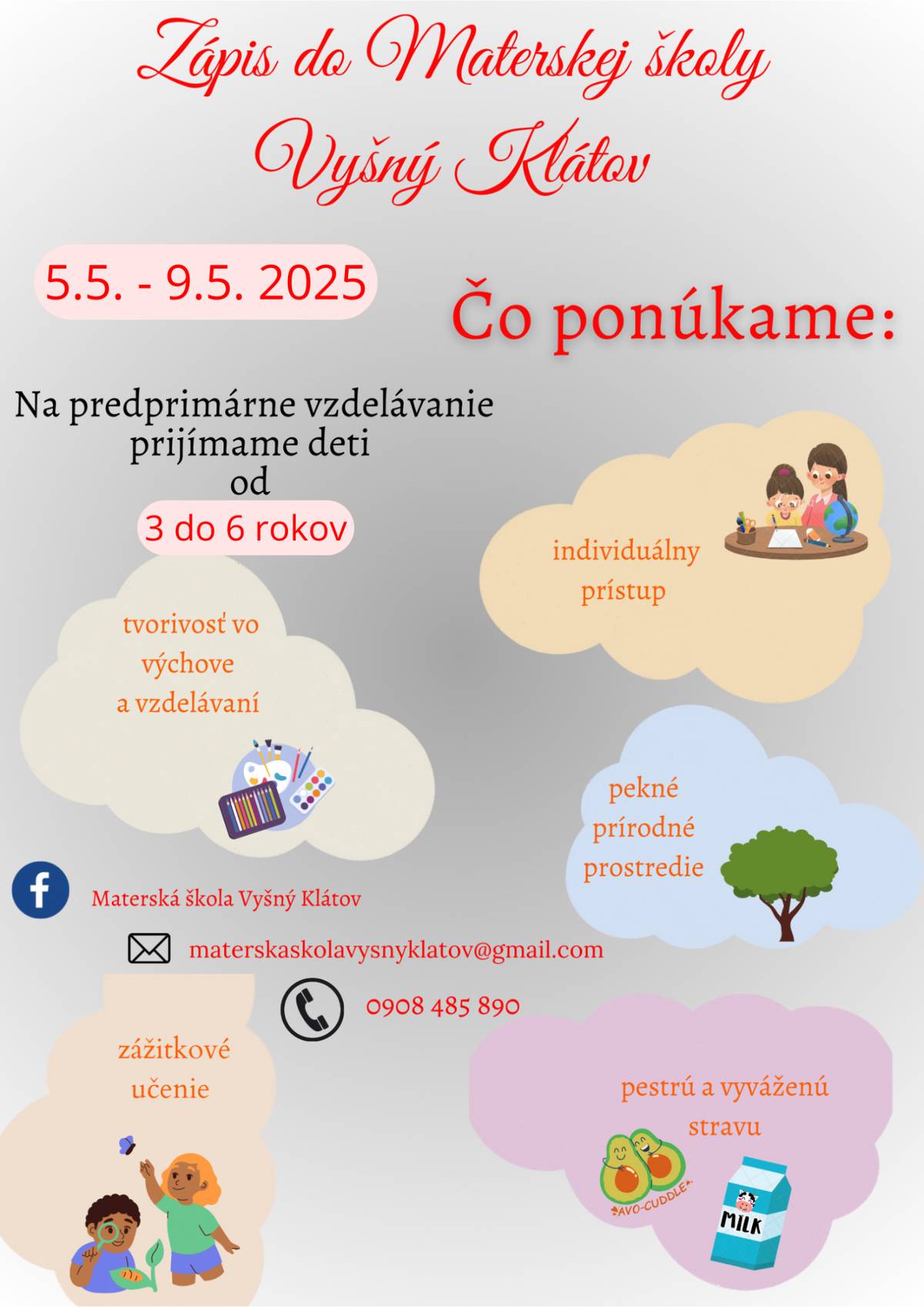 Zápis do MŠ Vyšný Klátov