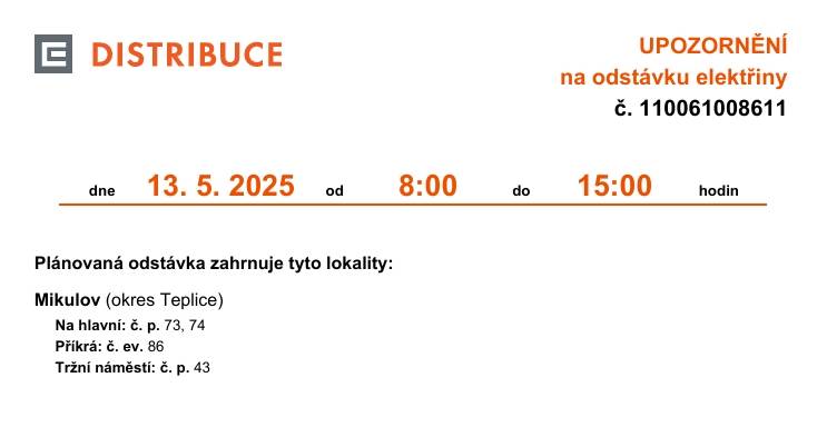 Plánovaná odstávka