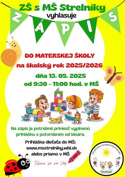 Zápis do materskej školy na školský rok 2025/2026