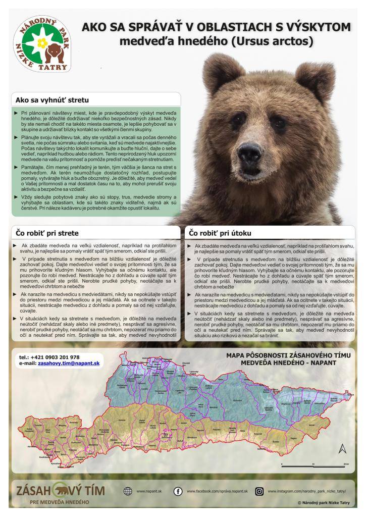informačný plagát Zásahového tímu medveďa hnedého NAPANT