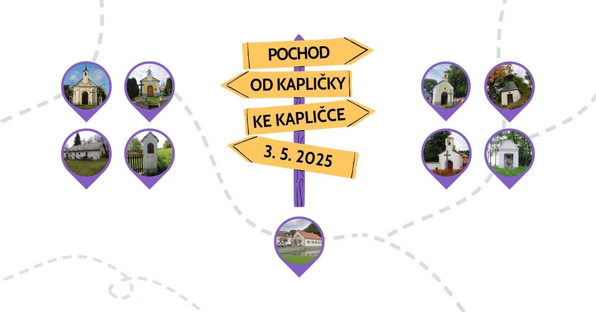 Zveme Vás na 12. ročník Pochodu od kapličky ke kapličce v sobotu 3.5.2025. Start od hospody ve Zhoři ve 13 hodin.Všechny kaple budou otevřeny, občerstvení zajištěno. Výjimečně se nepůjde na Výšku z důvodu veterinárních opatření. Trasa bude značena, délka pochodu 15 km. Těšíme se na Vás!
