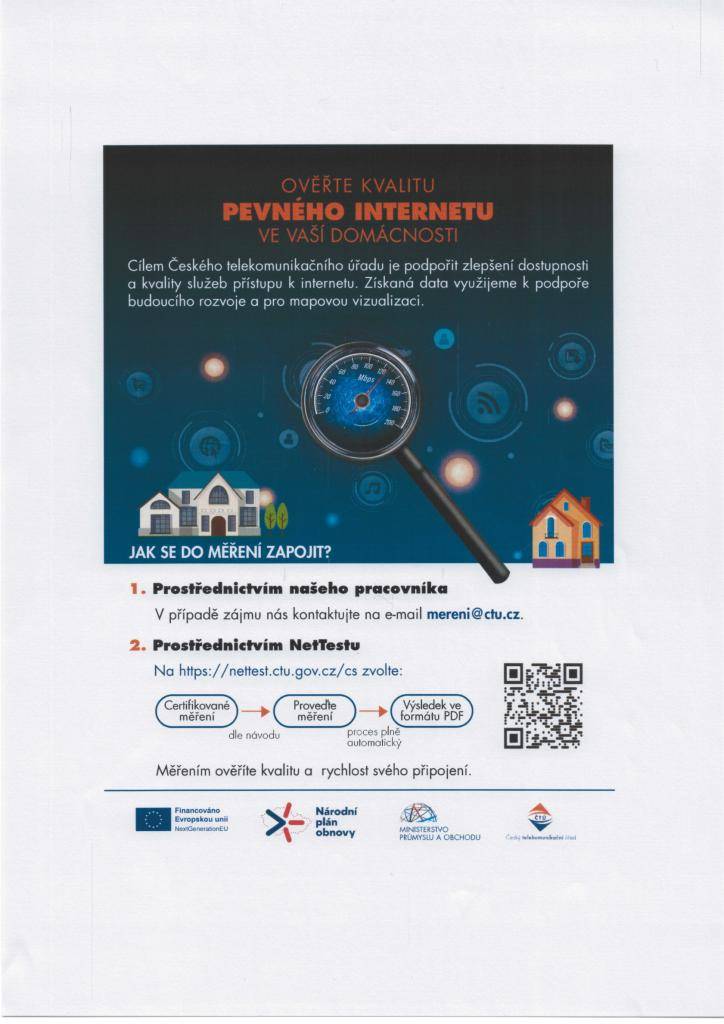 Český telekomunikační úřad zahajuje kampaň na ověření kvality pevného internetu.