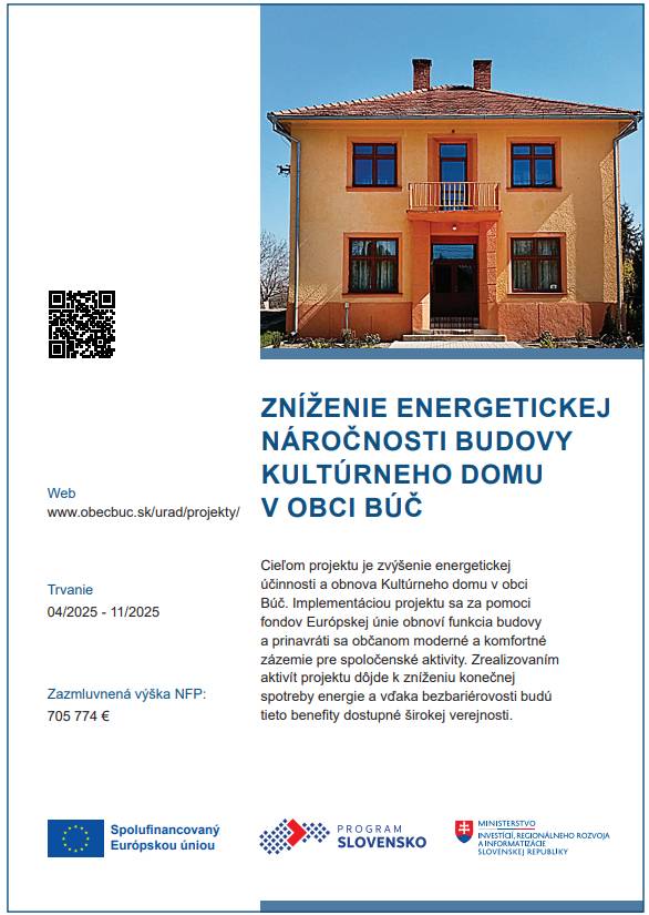 Cieľom projektu je zvýšenie energetickej  účinnosti a obnova Kultúrneho domu.   Implementáciou projektu sa za pomoci  fondov Európskej únie obnoví funkcia budovy  a prinavráti sa občanom moderné a komfortné  zázemie pre spoločenské aktivity a vďaka   bezbariérovosti bude dostupné širokej verejnosti.
