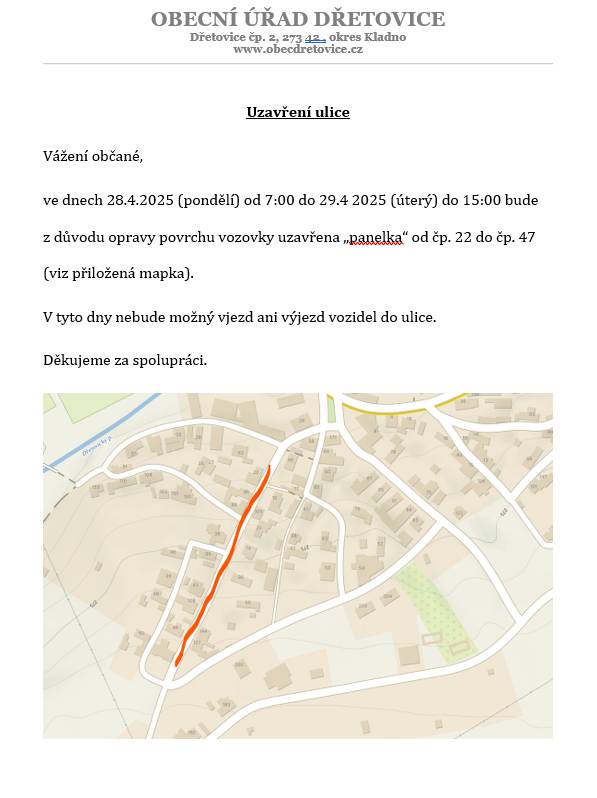 Uzavírka "panelky" - 28. - 29.4.2025