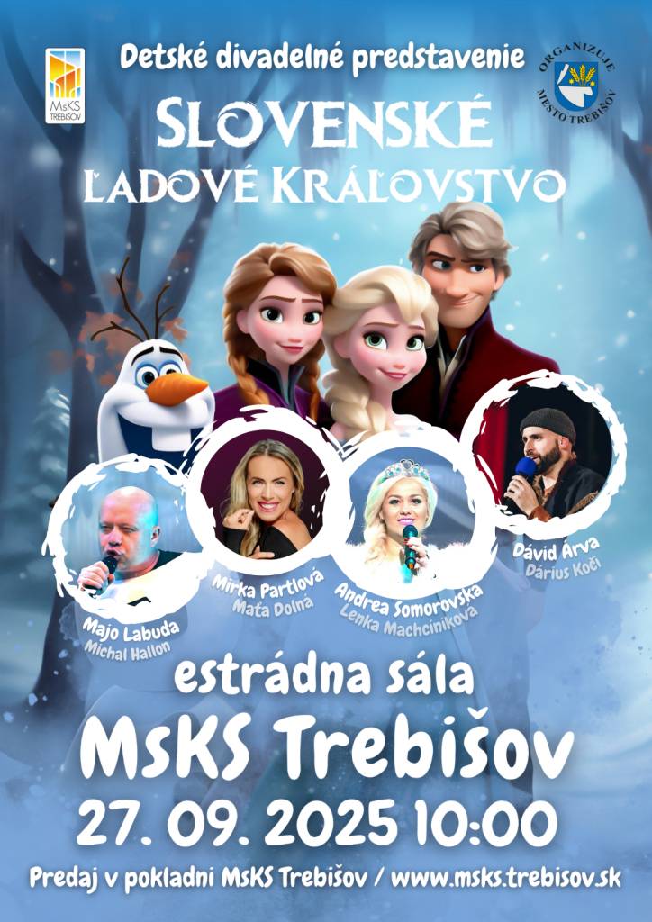 Detské divadelné predstavenie na motívy jednej z najznámejších rozprávok všetkých čias, vás vtiahne do ľadového kráľovstva plného zábavy a hudby.