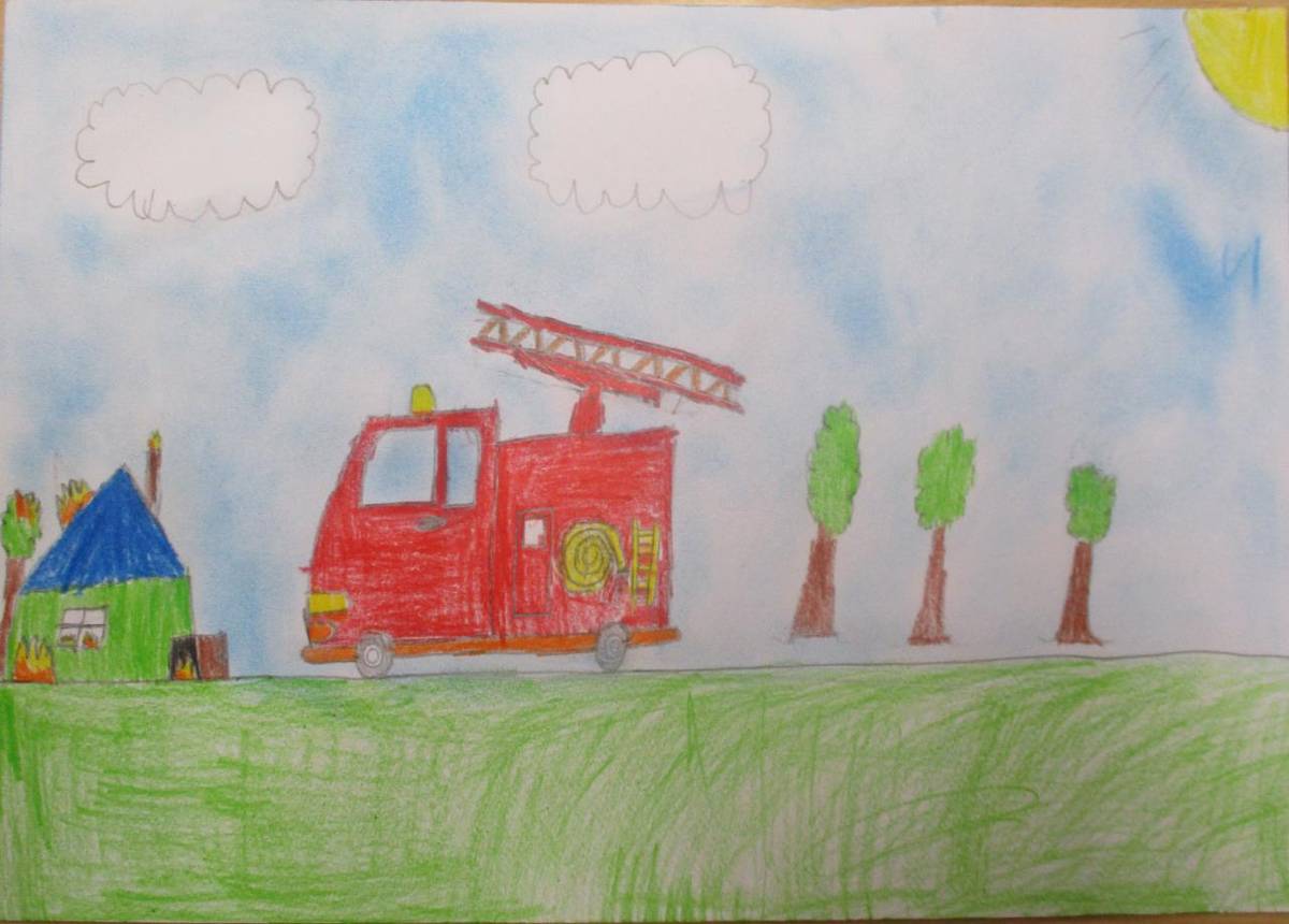 Výtvarné práce žáků 1.-5. ročníku do soutěže "Požární ochrana očima dětí a mládeže 2025"