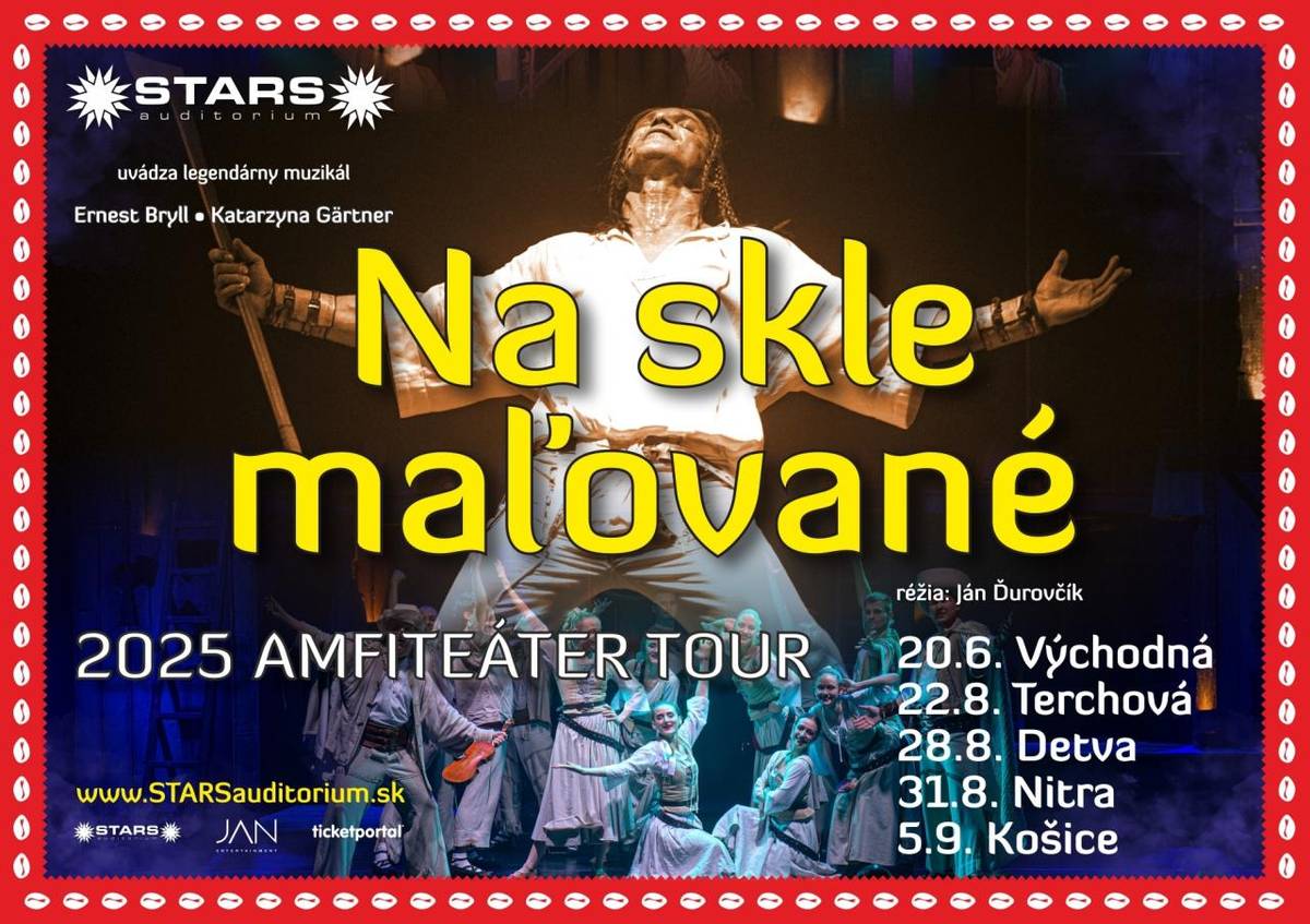 Kultový muzikál Na skle maľované na vás čaká na javisku bratislavského STARS auditoria a v lete 2025 aj na najväčších slovenských amfiteátroch.