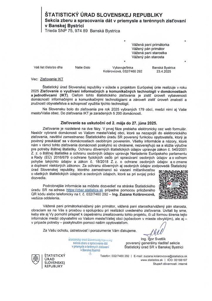 Zisťovanie informačných a komunikačných technológii v domácnostiach