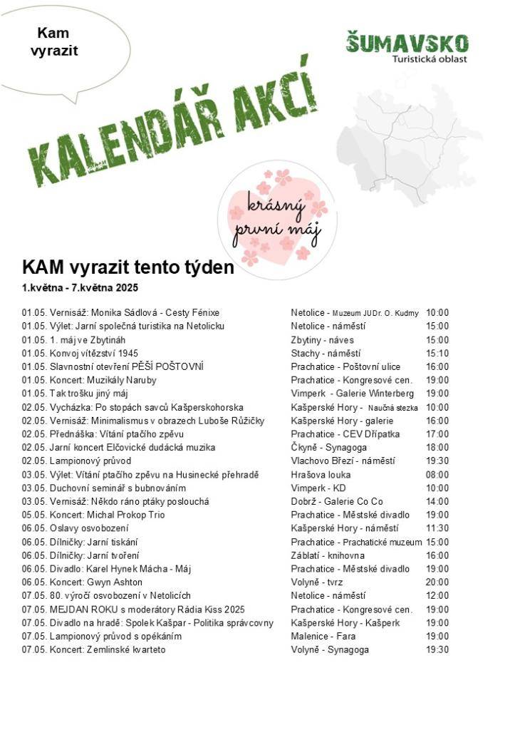 Kalendář akcí pro 18. týden 2025