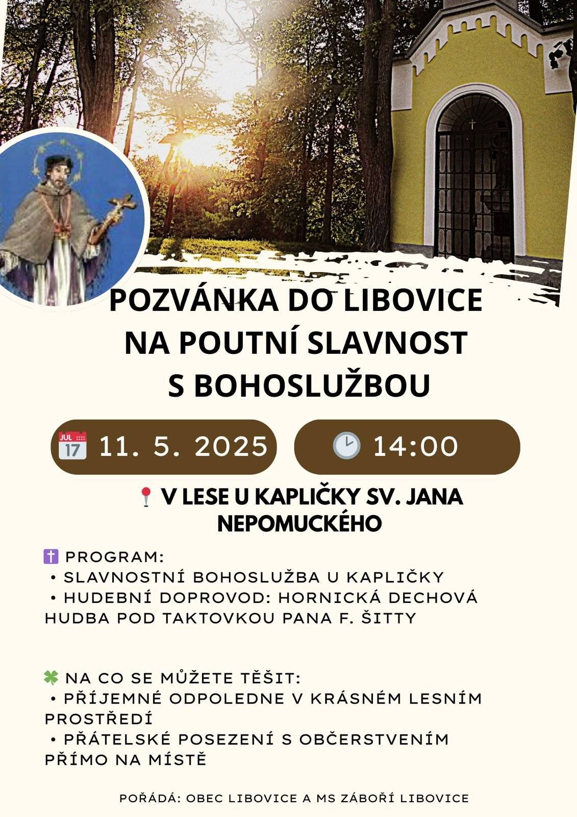 Srdečně vás zveme na tradiční libovickou pouť s bohoslužbou :-)