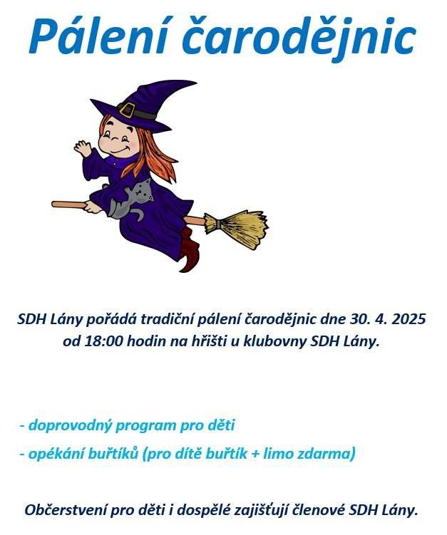 Pozvánka na tradiční pálení čarodějnic v Lánech