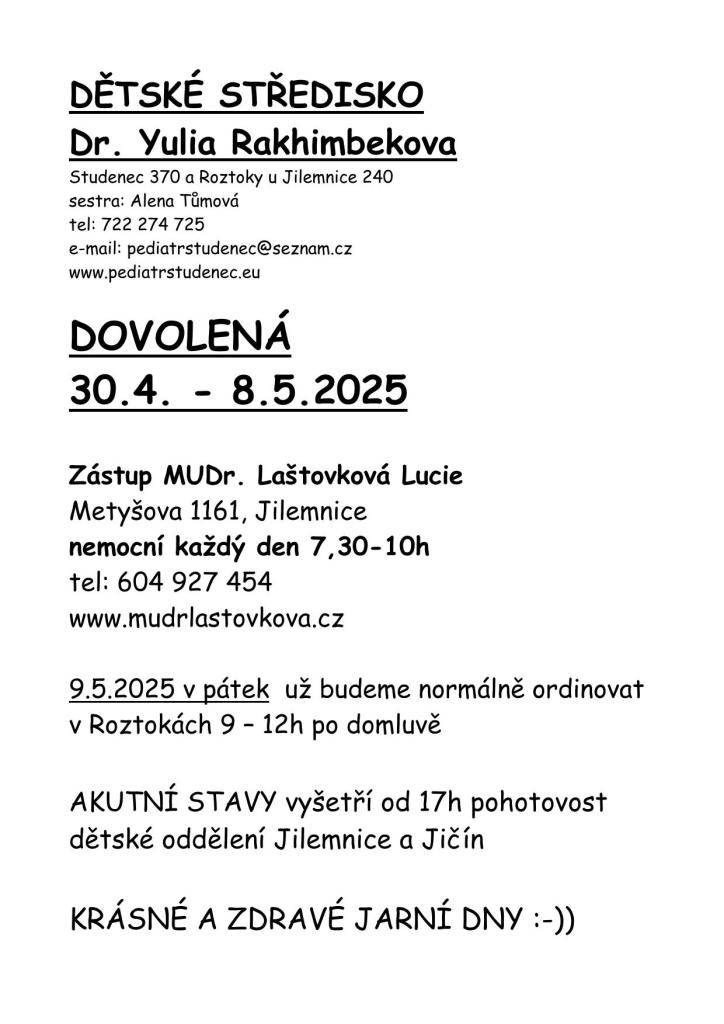 informace o dovolené