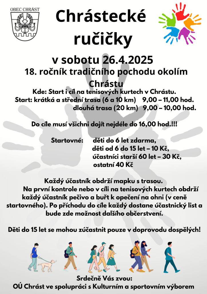18. ročník pochodu Chrástecké ručičky se vydařil.  Počasí nám přálo a my jsme přivítali 189 účastníků pochodu.    Děkujeme za účast a těšíme se na další ročník!