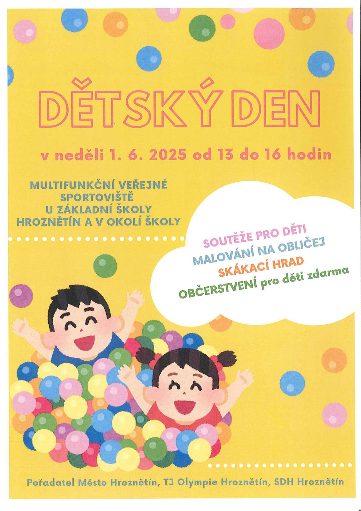 Pozvánka na oslavu Dětského dne v Hroznětíně 1.6.2025