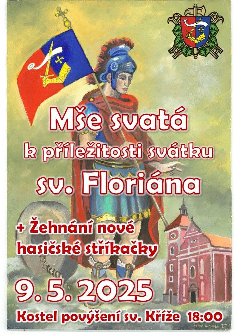 V pátek 9.5. od 18:00 bude v Knínicích sloužena mše svatá k příležitosti svátku sv. Floriána, patrona hasičů. Během mše bude také požehnaná nová hasičská stříkačka.