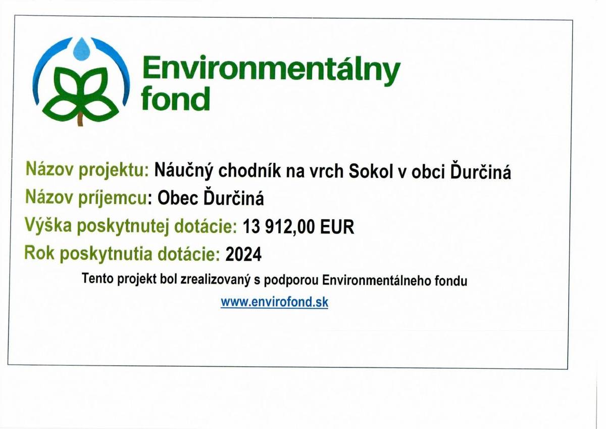 Tento projekt bol zrealizovaný s podporou Environmentálneho fondu - rok poskytnutia dotácie: 2024
