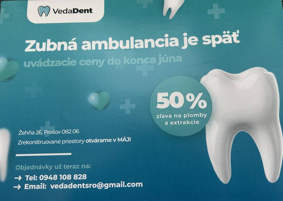 V máji otvárame zrekonštruované priestory s novými zľavami na plomby a extrakcie zubov. Nezmeškajte túto príležitosť na kvalitnú zubnú starostlivosť za výhodné ceny!