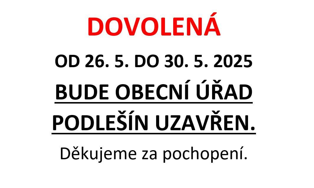 Dovolená OÚ Podleší