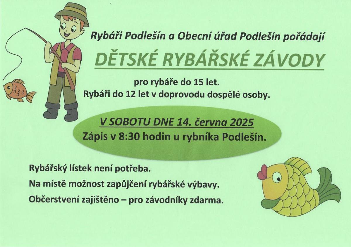 Dětské rybářské závody dne 14. 6. 2025